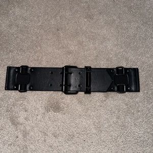 BCBG MAXAZRIA Faux Leather Studded Waist Belt Black